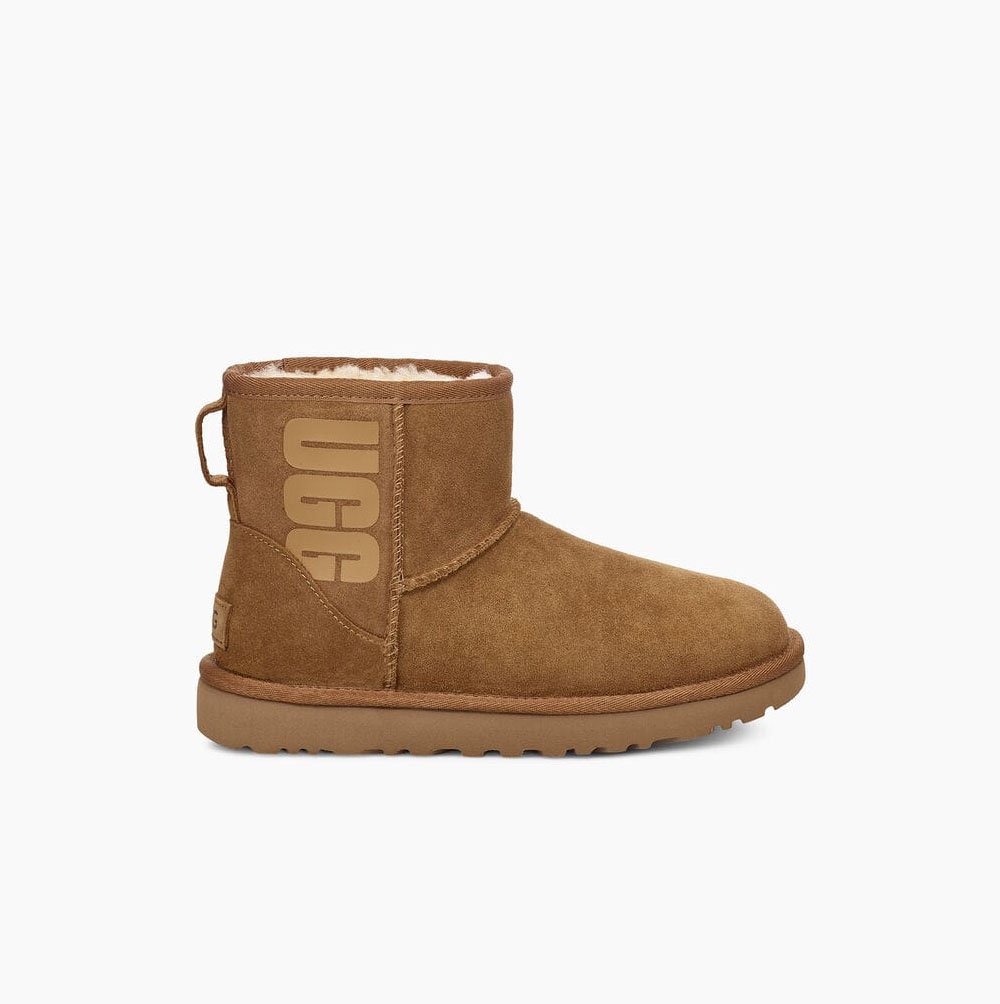 UGG Classic Mini Rubber Logo Brown Boots for Women (WHRD40812)